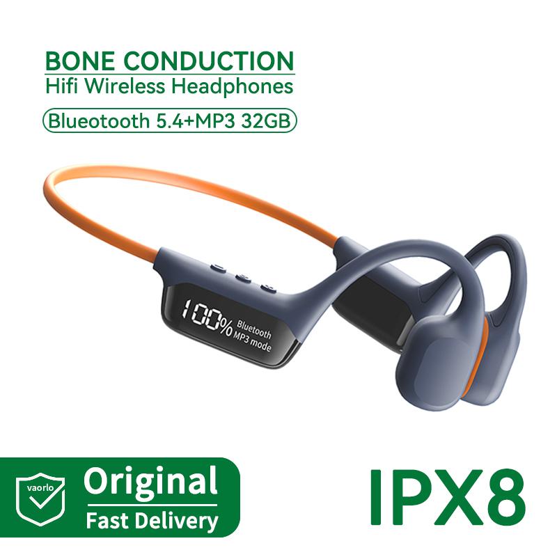 Upgrades Bluetooth 5.4 Knochenleitungs-Kopfhörer, kabellos, 30 Meter Tiefe, IPX8 wasserdicht, Schwimm-Headsets, 32 GB RAM, MP3-Player blau