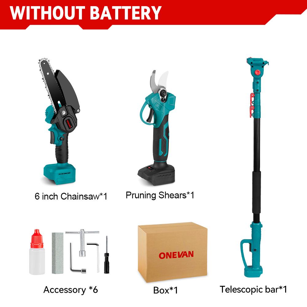 ONEVAN 3500W Bürstenlose Teleskopstange Elektrische Kettensäge 3 IN 1 Hochastschere Gartenbeschneidungswerkzeug Für Makita 18V Batterie Without battery