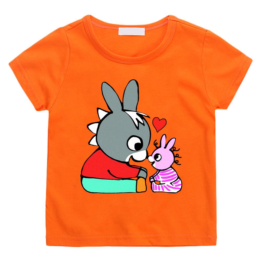 Lane Trotro 100% Baumwolle Cartoon T-Shirts Kinder Jungen Mädchen Kurzarm Atmungsaktiv Kawaii Kinder Hohe Qualität O-Ausschnitt T-Shirts Anime T-Shirts 100 orange