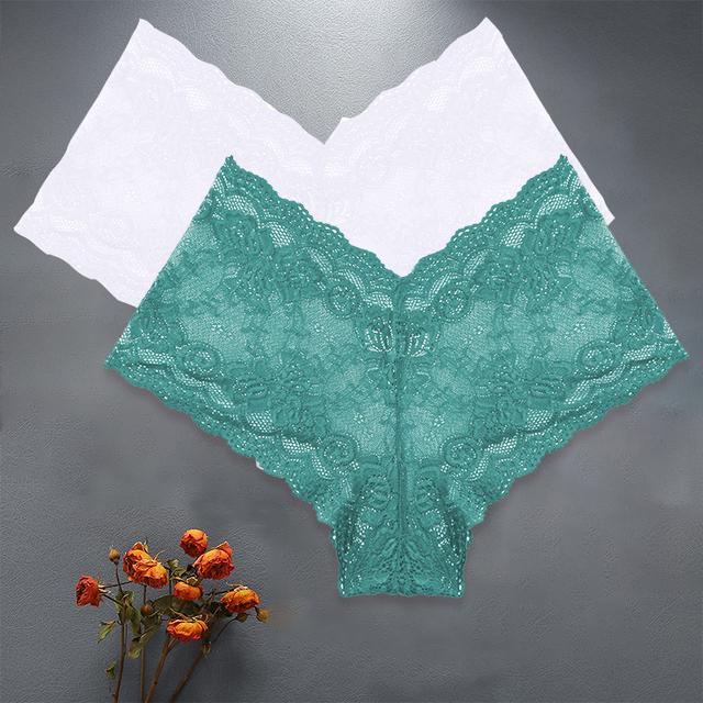 FINETOO 2 Teile/satz Hohe Taille Sexy Frauen Floral Spitze Höschen Dessous Kurze Mädchen Panty S-XL Unterhose Weibliche Unterwäsche Dessous XL
