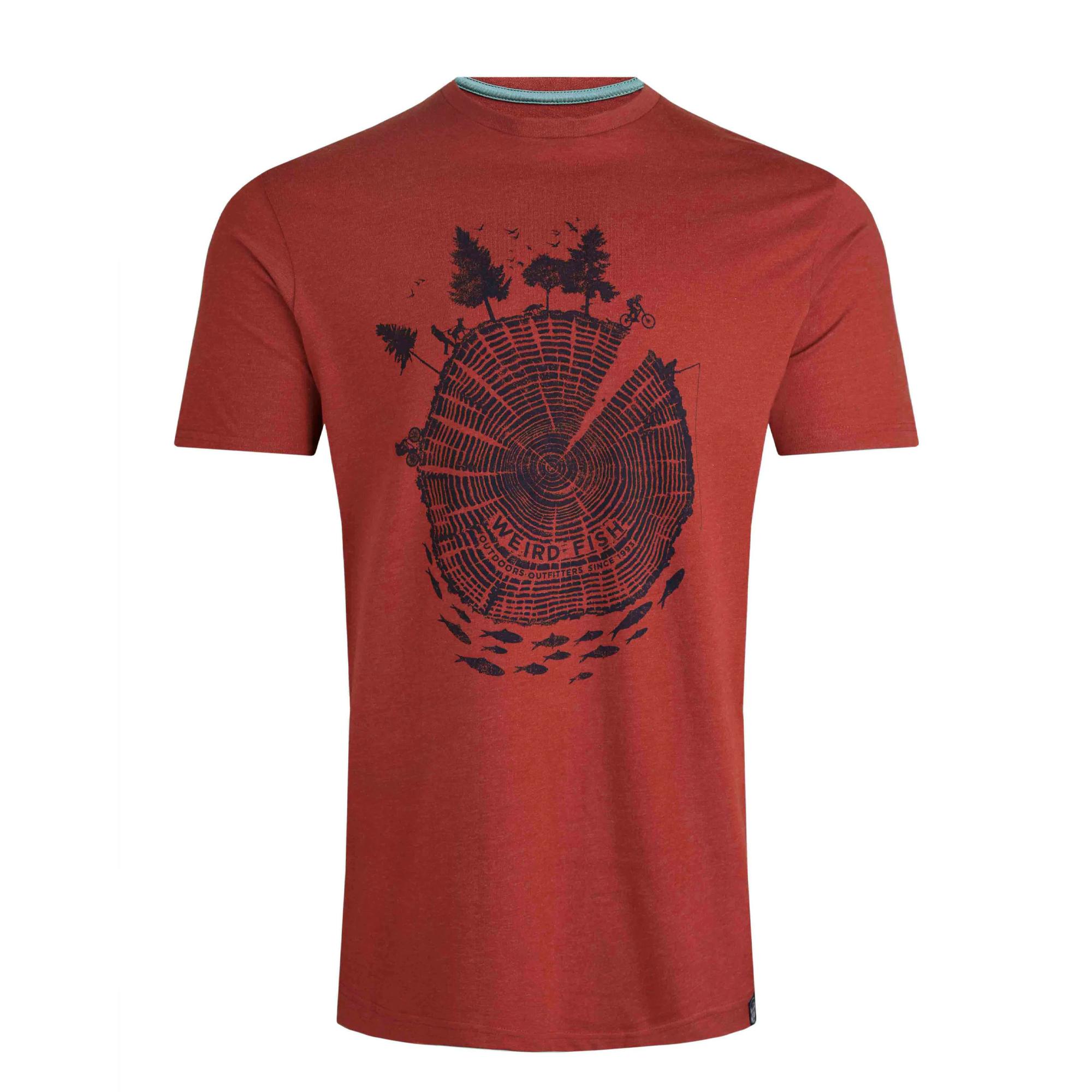 Weird Fish Herren-T-Shirt „Woodsman“ mit Siebdruck, umweltfreundlich S