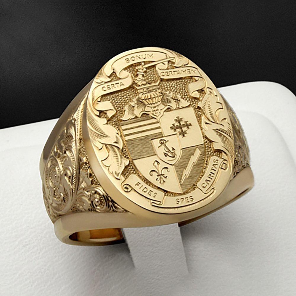 Mystischer Totem Gold Brunnen Skulptur Ring - Beliebter europäischer & amerikanischer Schmuck Size 13 gold