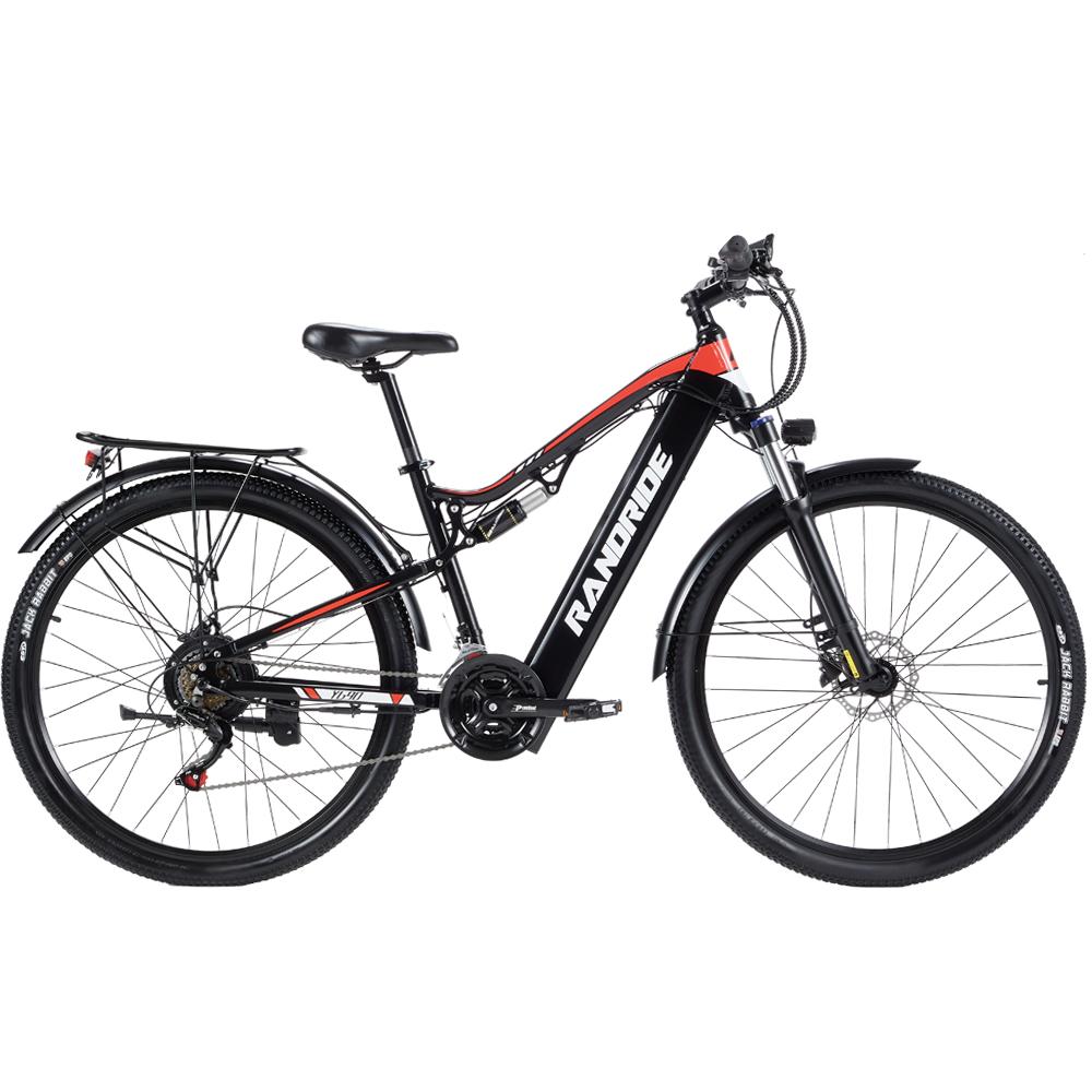 RANDRIDE YG90 29 Zoll Elektrofahrrad Mann Vollgefedertes Mountainbike SHIMANO Hydraulische Bremse 1000w E-Bike für Erwachsene 29 schwarz