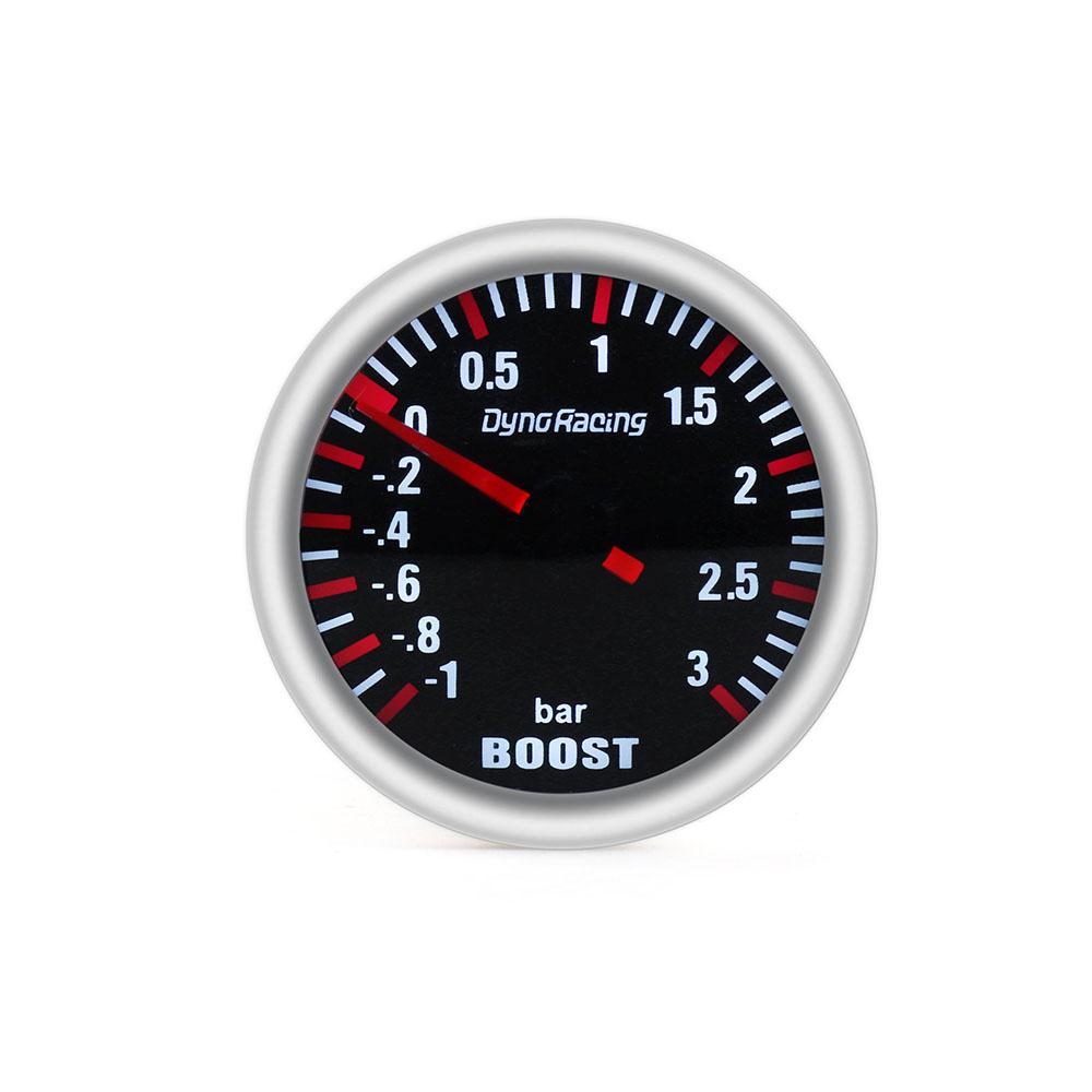 Dynoracing 2''52MM Turbo Boost Gauge 3 BAR Mechanische weiße LED Boost Gauge Rauchglas Boost Sensor