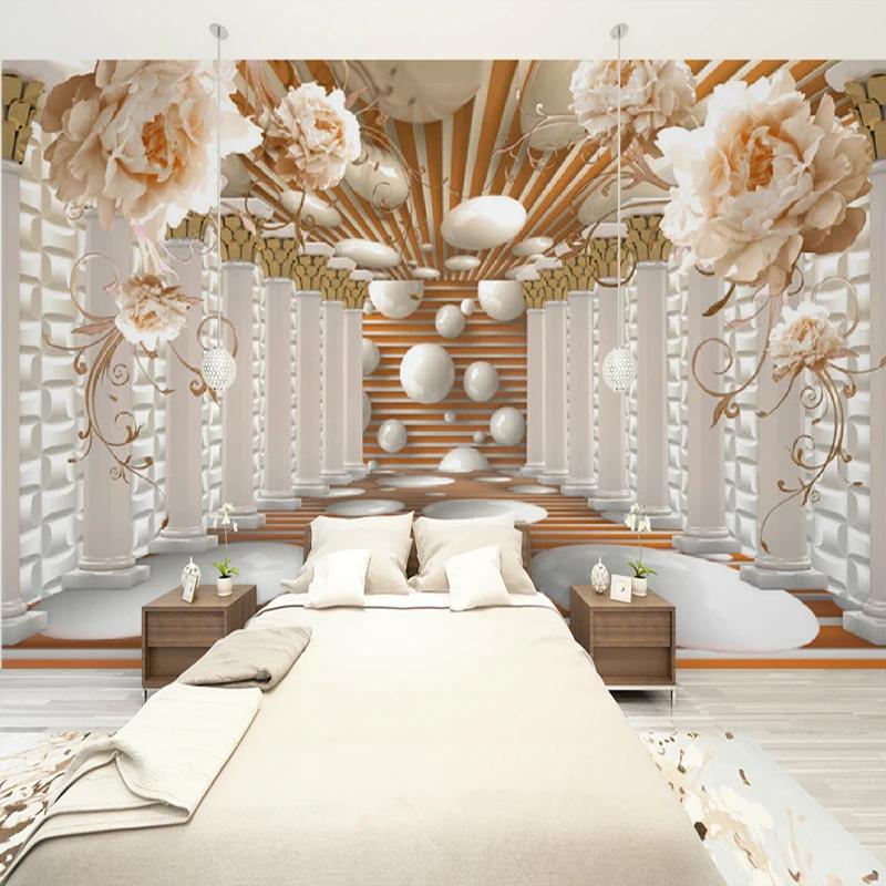 3D-Tapete, moderne abstrakte Kunst, Rom-Säule, Blumen-Fototapeten, Wohnzimmer, Arbeitszimmer, Hintergrund, Tapeten, Wohnkultur 200 cm(W) x 140 cm(H)