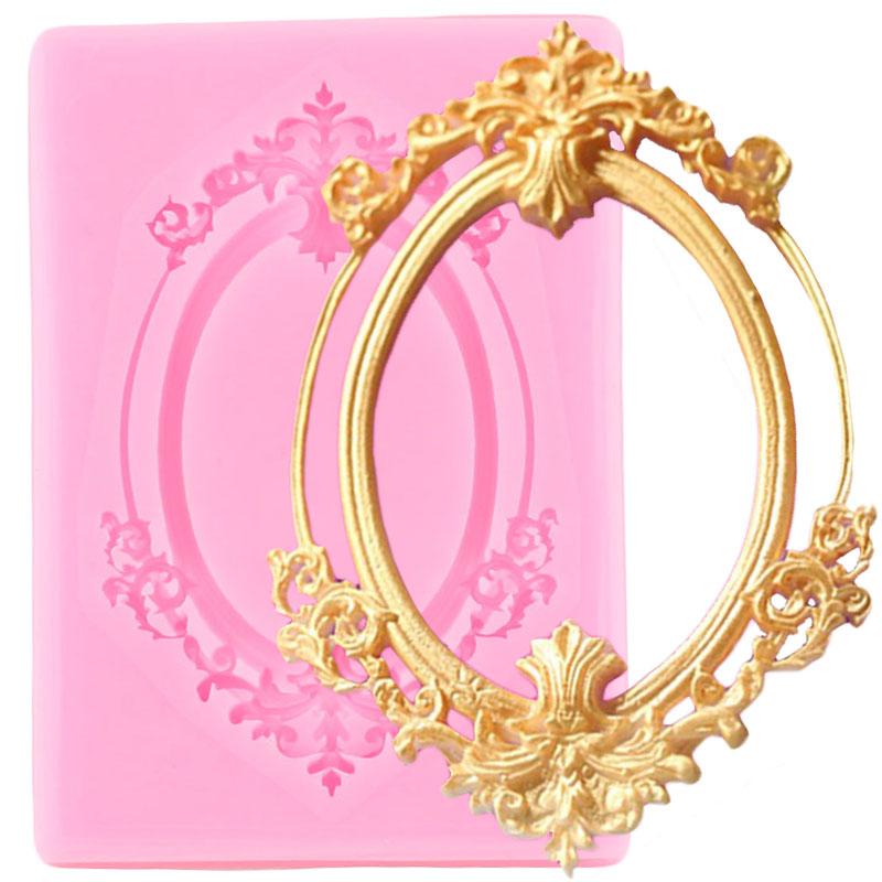 DIY Spiegelrahmen Fondant Kuchen Dekorieren Werkzeuge Schokolade Kuchen Silikonformen Küche Backformen blau