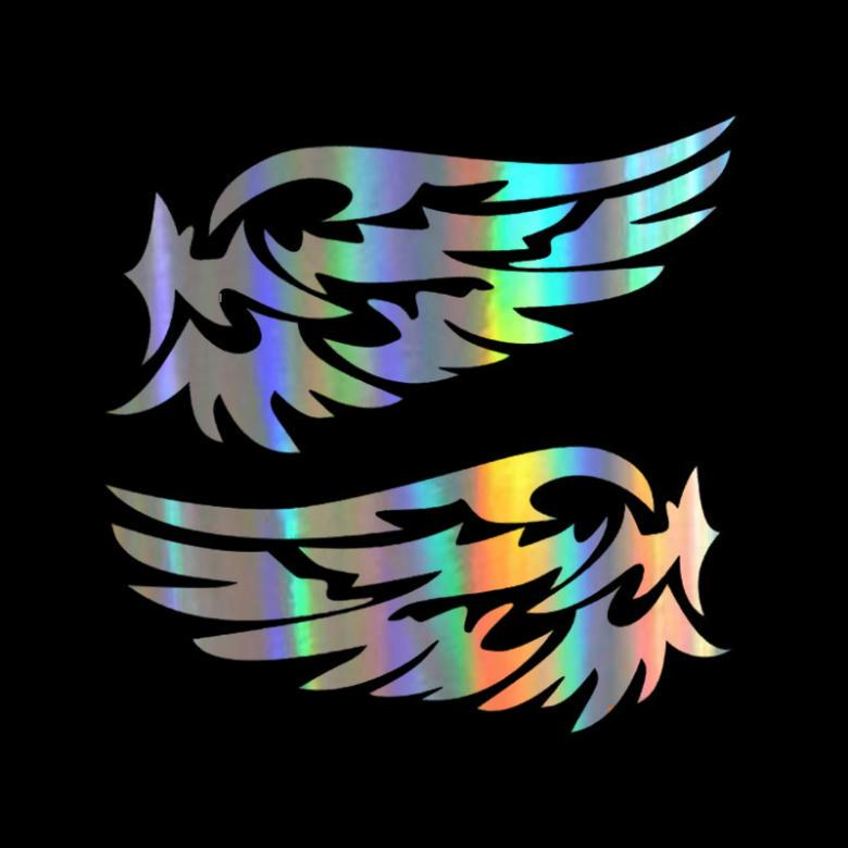 Engelsflügel-Muster, für den Außenbereich, reflektierend, für Auto, Motorrad, Karosserie/Stoßstange/Motorhaube/Aufkleber für Fenster/Kratzaufkleber bunt