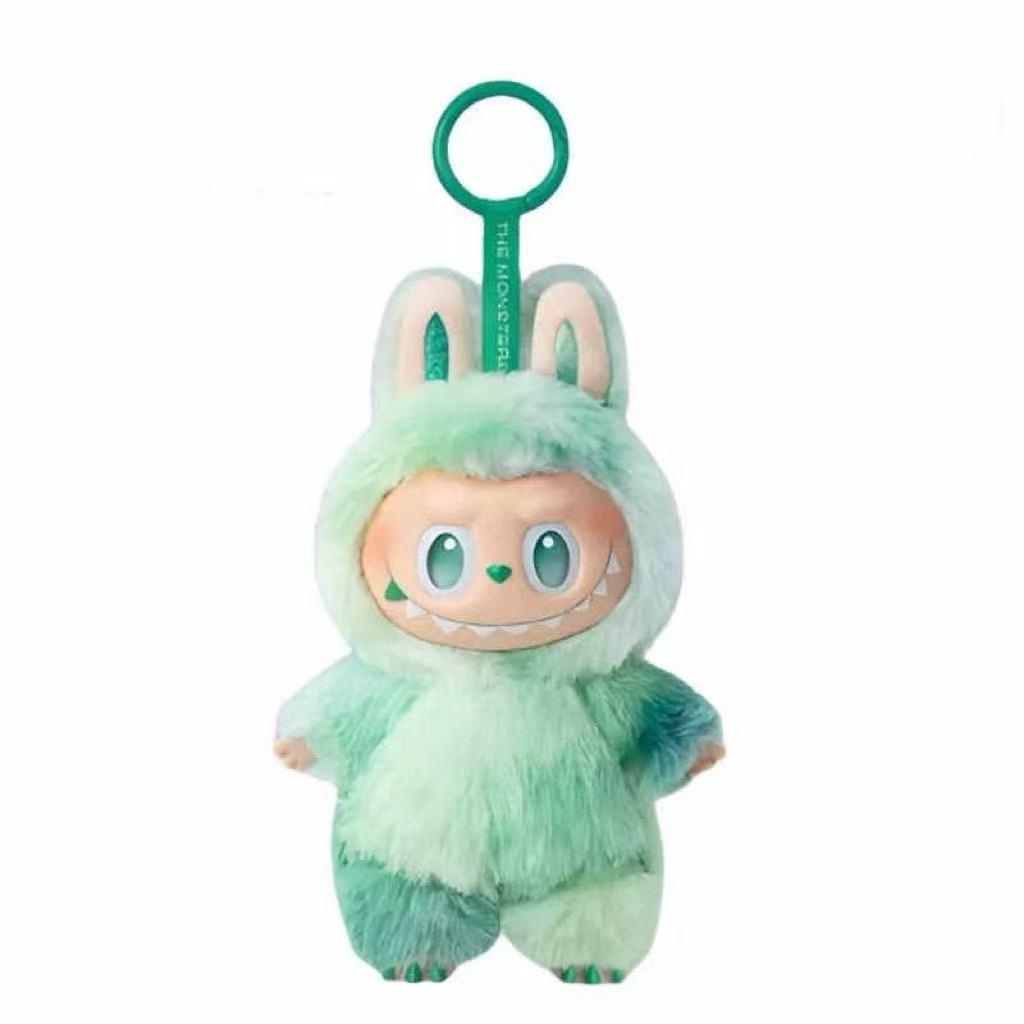 Beliebte Labobo Dritte Generation Plüsch Schlüsselanhänger Trendiger Bubble Mart Weiche Kurze Vinyl Plüschpuppe Spielzeug Niedlicher Cartoon Anhänger für Schultaschen Handtasche Auto grün