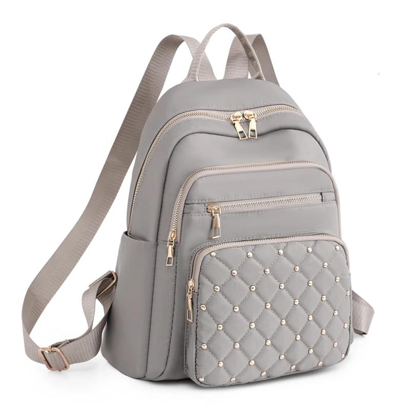 Mode Bagpack Frauen Hohe Qualität Nylon Rucksäcke Weibliche Große Reise Rucksack Große Schule Taschen für Teenager Mädchen Schulter Tasche 14 inches khaki