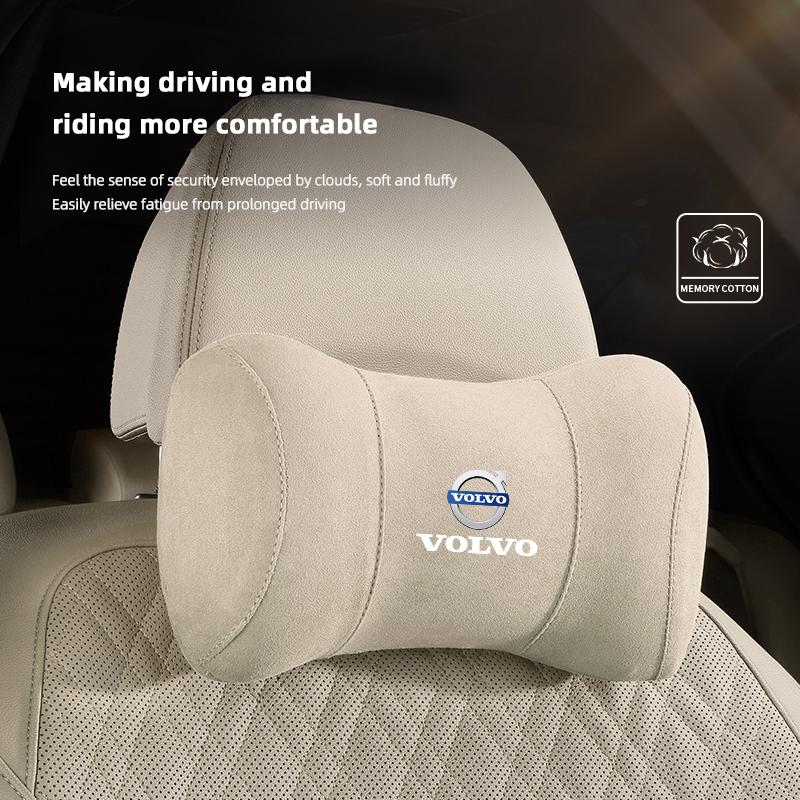 Autositz Wildleder Memory-Schaum Nackenkissen Kopfstütze für Volvo Xc60 Xc90 V40 V60 S60 V50 V90 S80 C40 XC40 V70 XC70 C30 C70 Rdesign