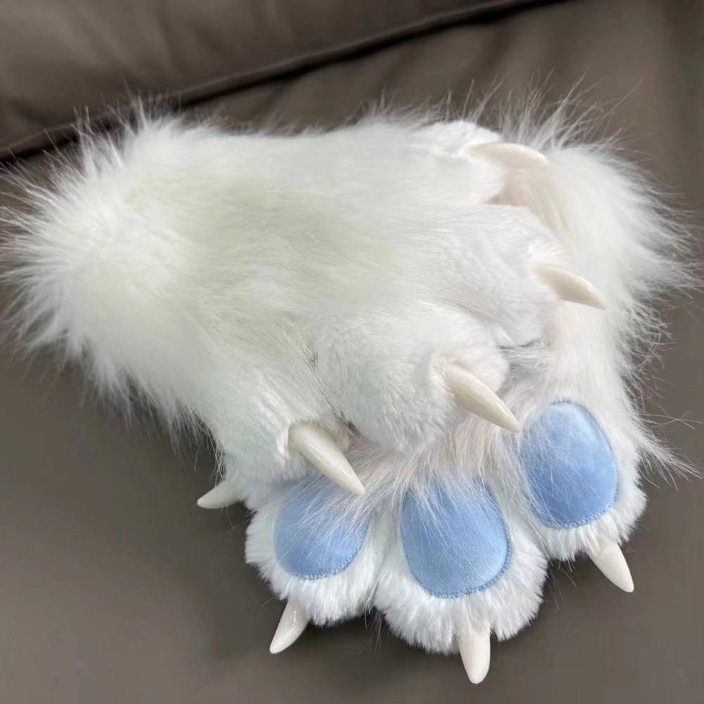 Quietschende Kig Plüsch Katzenpfoten Handschuhe Cartoon Cosplay Requisiten Kawaii Cosplay Kostüm Handschuhe Geschenke weiß/blau