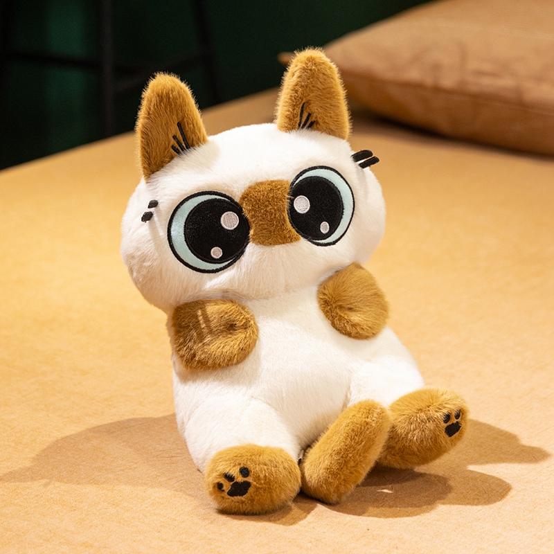 33cm Weiches Siamesen-Katzen-Stofftier Büro-Kissen Mit Anti-Rutsch-Boden Maschinenwaschbar Heim-Geschenk Mädchen Jungen Weihnachtsgeschenke 33cm