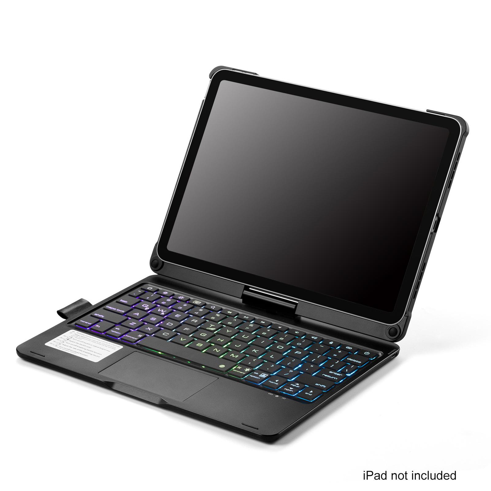 Um 360 Grad drehbare BT-Tastatur für wiederaufladbare kabellose Tastatur und Maus mit 7-farbiger Hintergrundbeleuchtung Type A-for ipad 10.2 & 10.5 inch schwarz