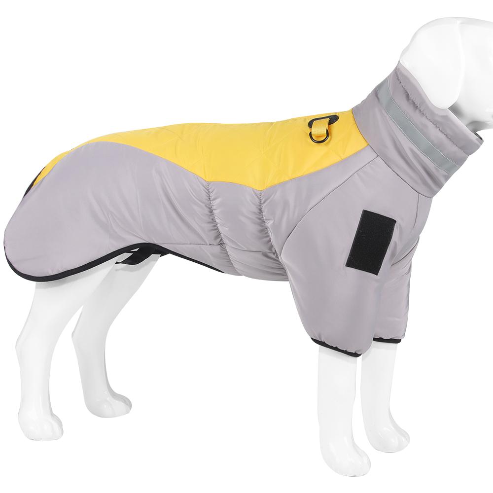 Winterjacke für Hunde, reflektierende Weste mit hohem Kragen, warme Kleidung für große Hunde, wasserdichte, winddichte Hundejacke für kaltes Wetter für mittelgroße und große Hunde XXXXL gelb