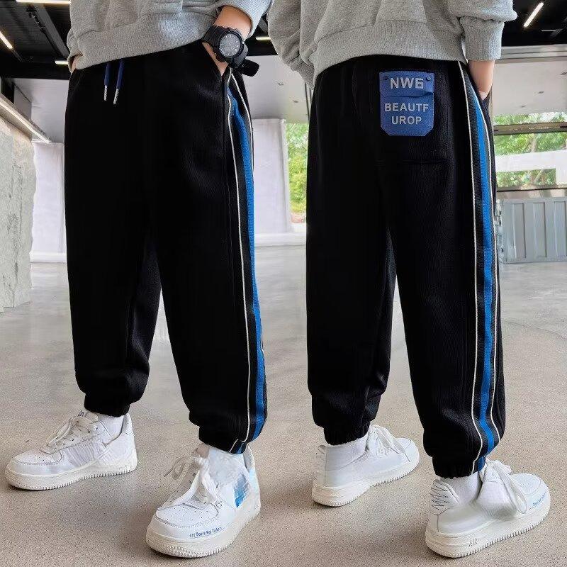Kinderbekleidung Jungen Hosen Frühjahr und Herbst Modelle der neuen mittleren und großen Jungen Jungen Sport Jogginghose Frühlingshose 110 schwarz