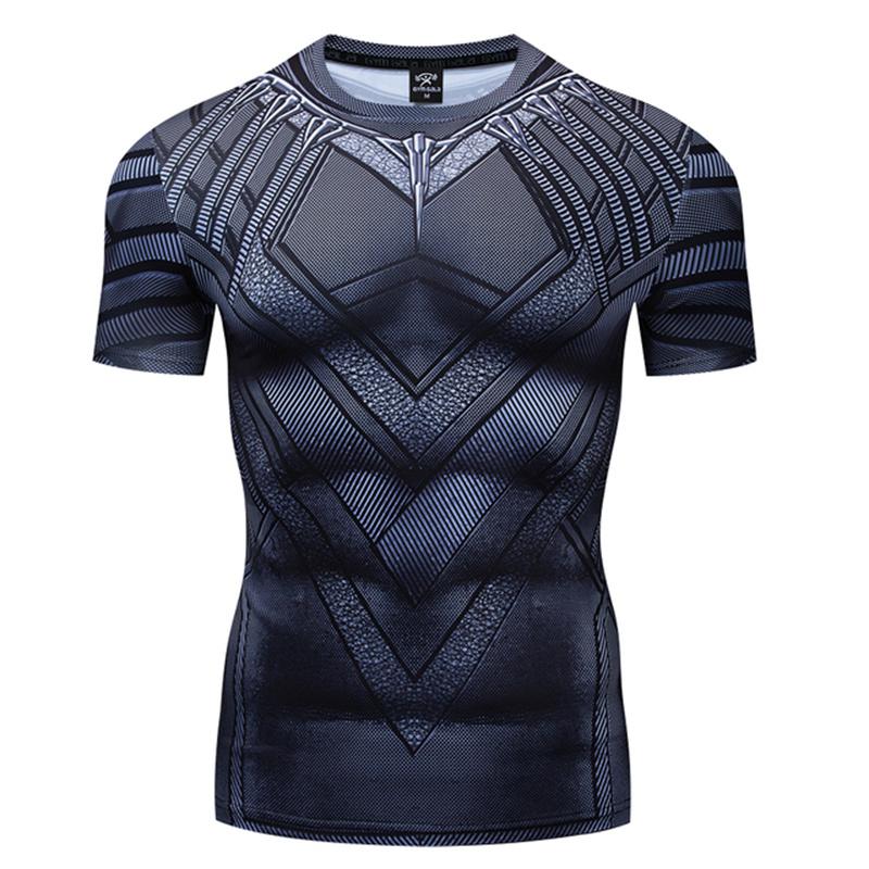 Hochwertiges Lauf-T-Shirt für Herren aus Polyester mit 3D-Panther-Print, schnelltrocknend, Fitness-Shirt, Trainingskleidung, Fitnessstudio, Sport-Shirt, Top S