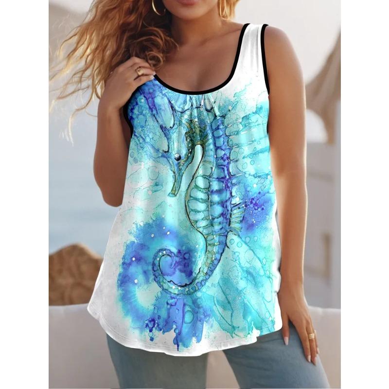 Sommer Kreative Tier Serie Farbdruck Damen Ärmellose Weste Lässig Locker Bequem Weste 6XL