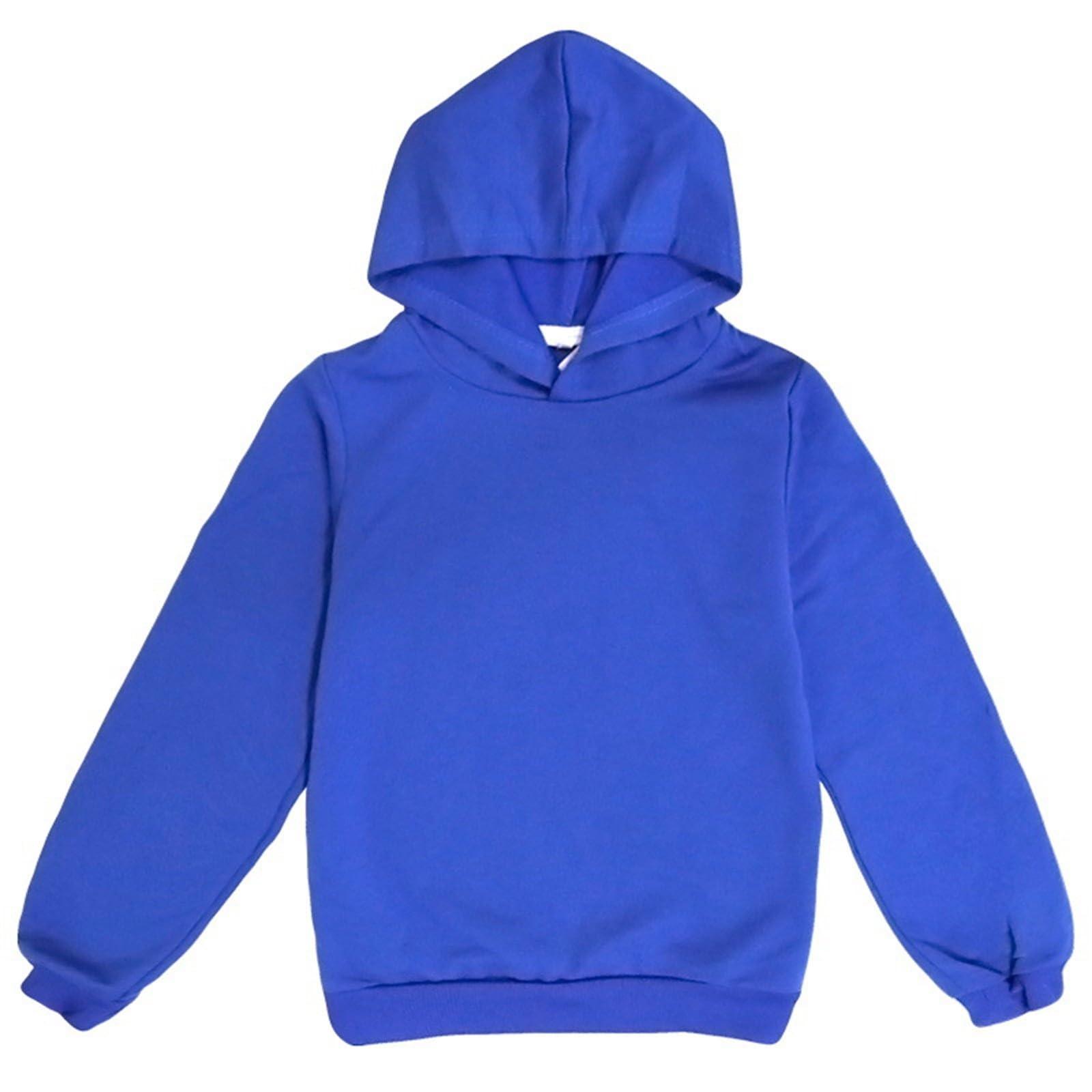 Kindermode Einfarbiges Pullover Lässiges Vielseitiges Kapuzensweatshirt 90 blau