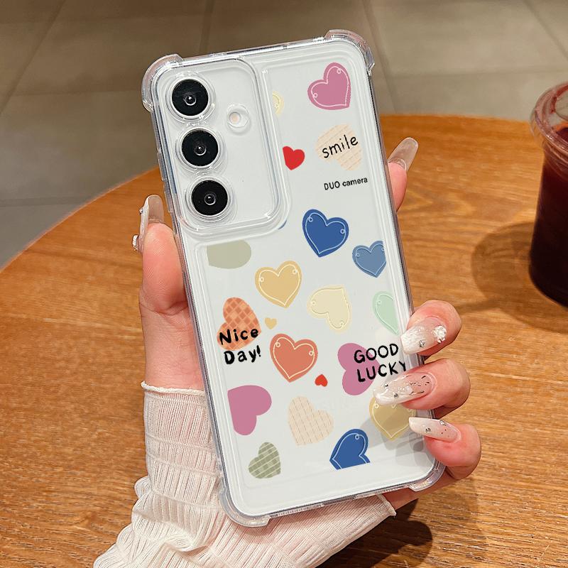 Tiny Hearts Klare Hülle für Samsung Galaxy S25 Edge S24 FE S25 S24 S23 Ultra S22 Plus A36 A56 A16 A55 A54 A15 5G TPU Handyhülle Galaxy S23+