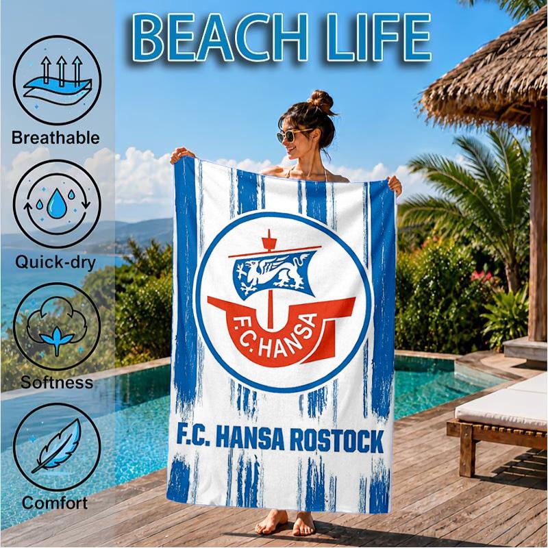 FC Hansa Rostock Wappen Design Strandtuch, Schnelltrocknend, Pflegeleicht, Geeignet für Fitness und Strandurlaub, Sport-Essential 80cmx160cm(31x63inch)