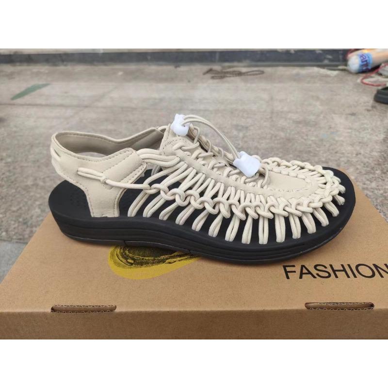 Große atmungsaktive Sandalen für Damen, lässige gewebte Sandalen, Damen-Strandschuhe, Partnerschuhe 38 anti-blitz weiße