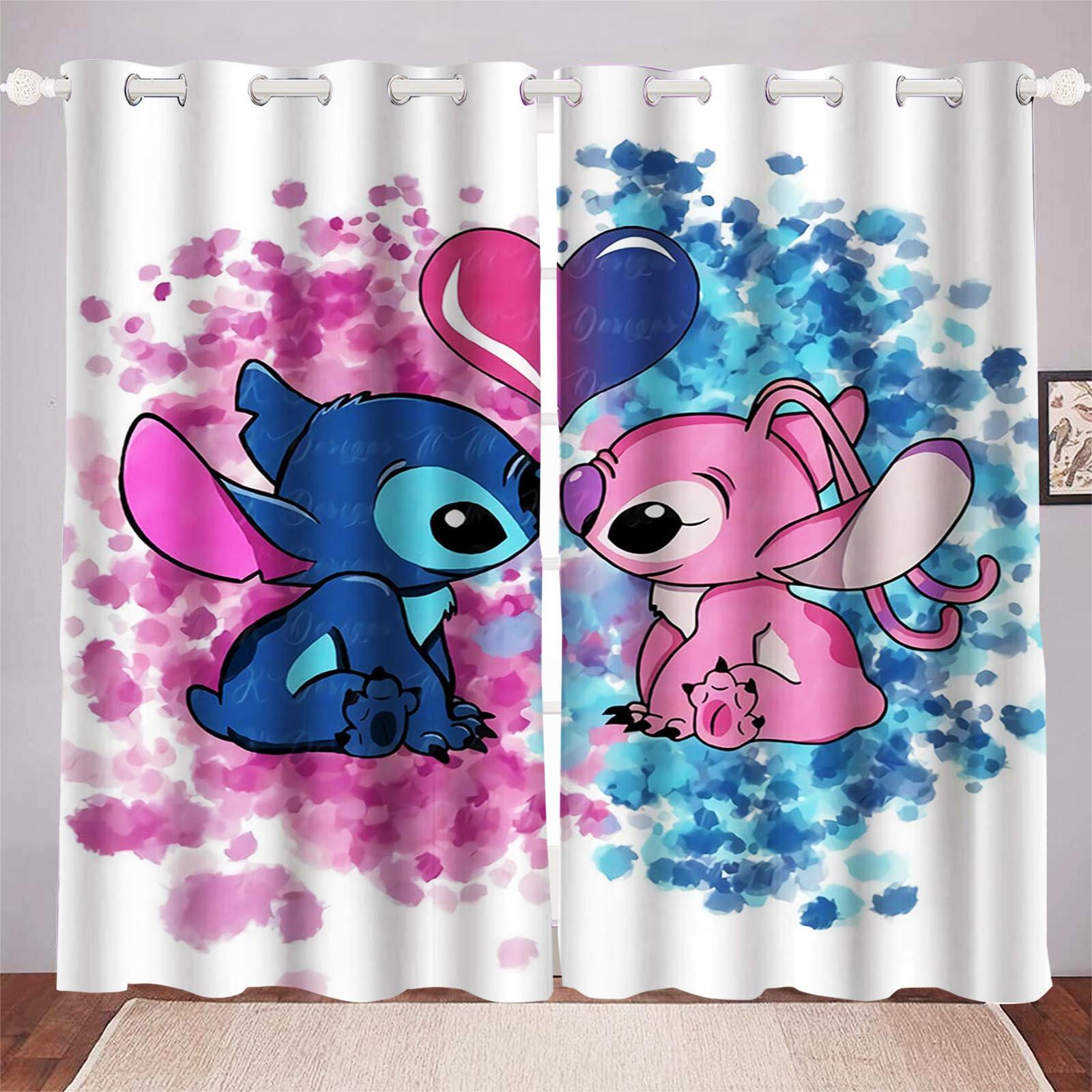 Stitch Cartoon Anime Staubdicht Balkon Bildschirm Vorhänge Für Wohnzimmer Schlafzimmer Blackout Vorhänge Polyester Hause 150x166