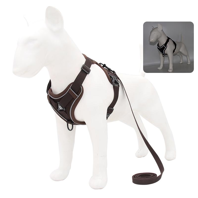 Hundegeschirr-Leine-Set, verstellbares Haustiergeschirr, Weste für kleine große Hunde und Katzen, reflektierendes Netz, Brustgurt für Welpen, Katzen, Hundezubehör S 2-4 kg white