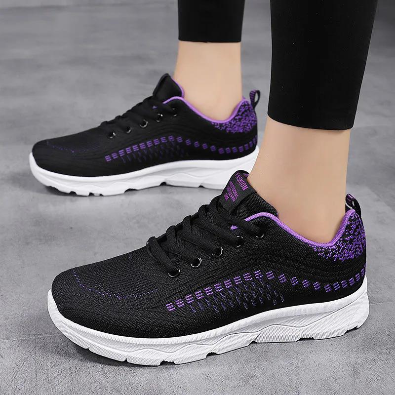 Freizeitschuhe Damen Mesh Laufschuhe Atmungsaktive Sport Damenschuhe Leichte Laufschuhe 41 violett