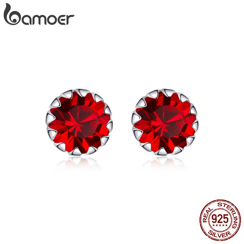 BAMOER 925 Sterling Silber Geburtsstein AAA Kubikzircon Ohrstecker Geburtsstein Ohrstecker April Geschenke 1