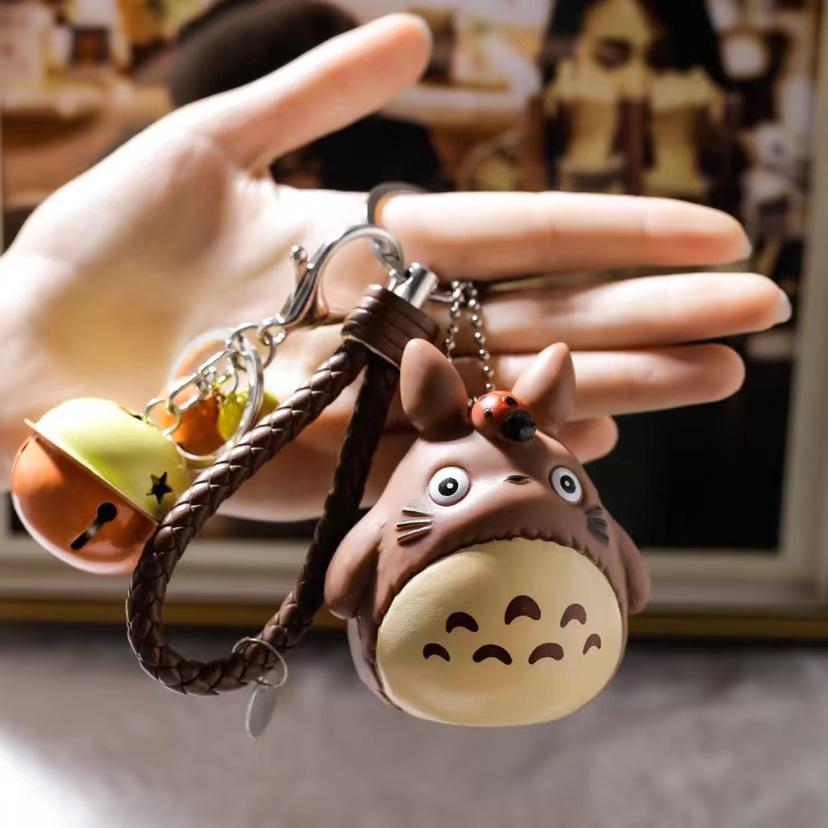 Niedlicher Totoro-Tier-Schlüsselanhänger, Pelz, für Männer oder Frauen, Schlüsselanhänger, Damenschmuck, Metall-Schlüsselanhänger, Autotasche, Anhänger kaffeebraun