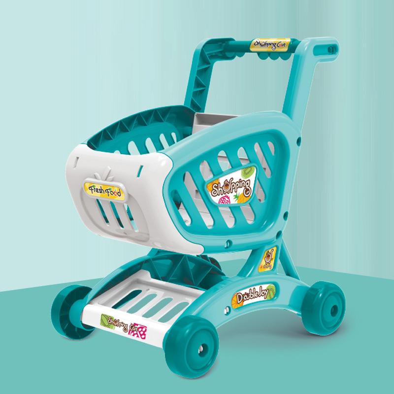 Kinder Mini Simulations-Einkaufswagen Spielhaus Küchenspielzeug Handwagen Wagen Aufbewahrungskorb Lebensmittelwagen Junge Mädchen Spielzeug Geschenk