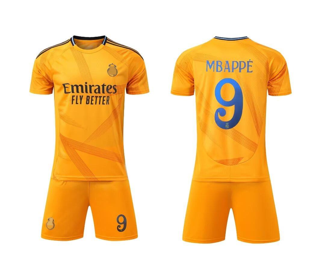 24-25 Royal M Auswärts Orange Nr.. 9er-Club-Fußballtrikot, Kinderbekleidung, Erwachsenenset, Größe 14-3XL 24 yards/140 yellow