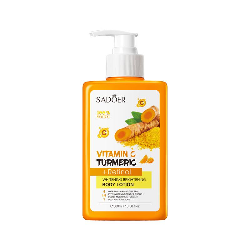 Vitamin C Turmeric Whitening Body Lotion SADOER Retinol Body Cream 300ml