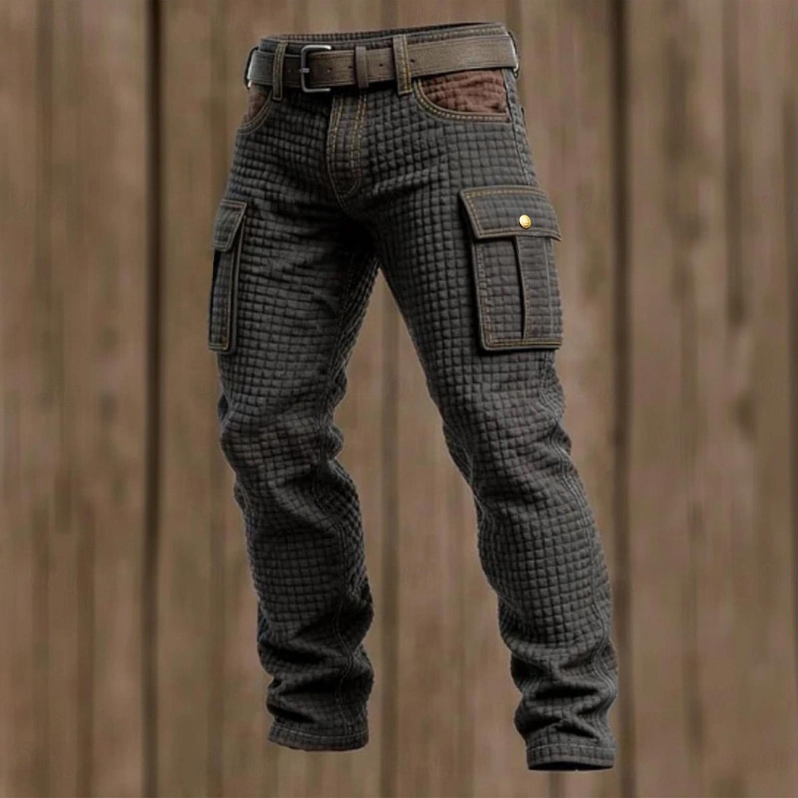 Herren Mehrfarbige Arbeitshose mit vielen Taschen Herren Freizeitmode Arbeitshose XL schwarz
