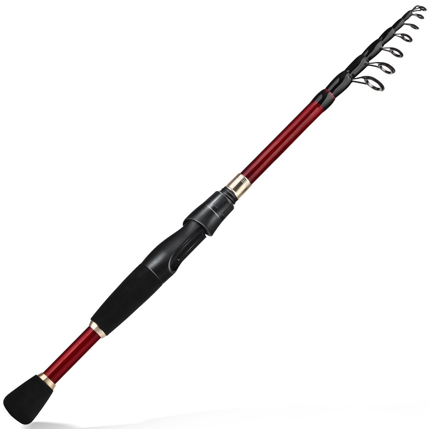 Teleskop-Angelrute, 1,8–2,4 m, 99 % Kohlefaser, Spinn-Angelrute für Reisen, Outdoor, Bass-Pesca-Angelruten 2.4 m rot