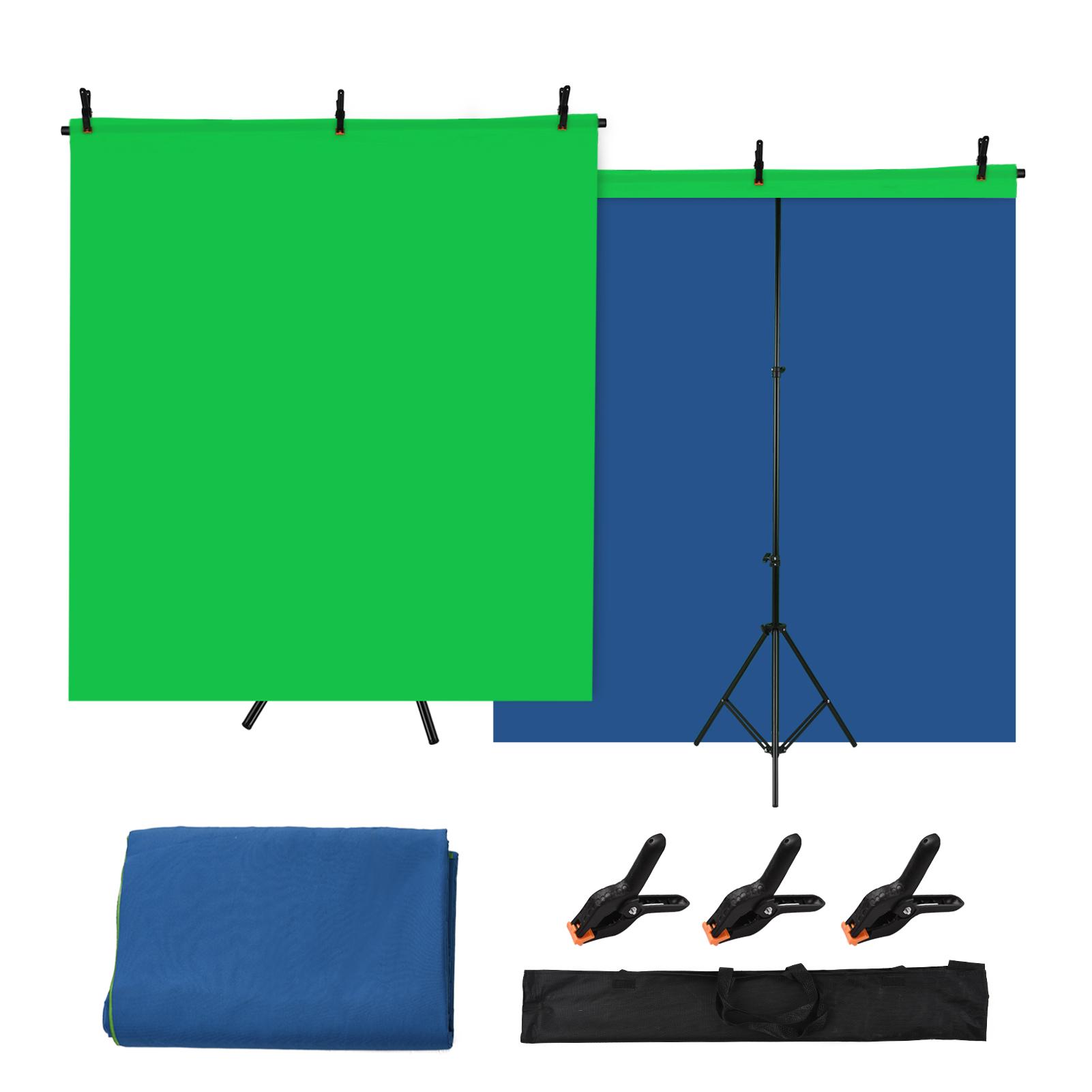 5x7ft Green Screen Blue Screen Hintergrund Doppelseitiger Chromakey-Hintergrund Fotografie-Kit mit