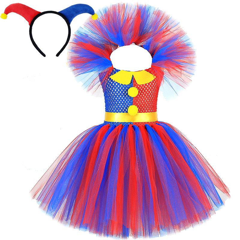Erstaunliches Digitaler Zirkus Clown Kostüm: Rot-Blaues Halloween-Kleid 10-12 Years (145-155cm) blue
