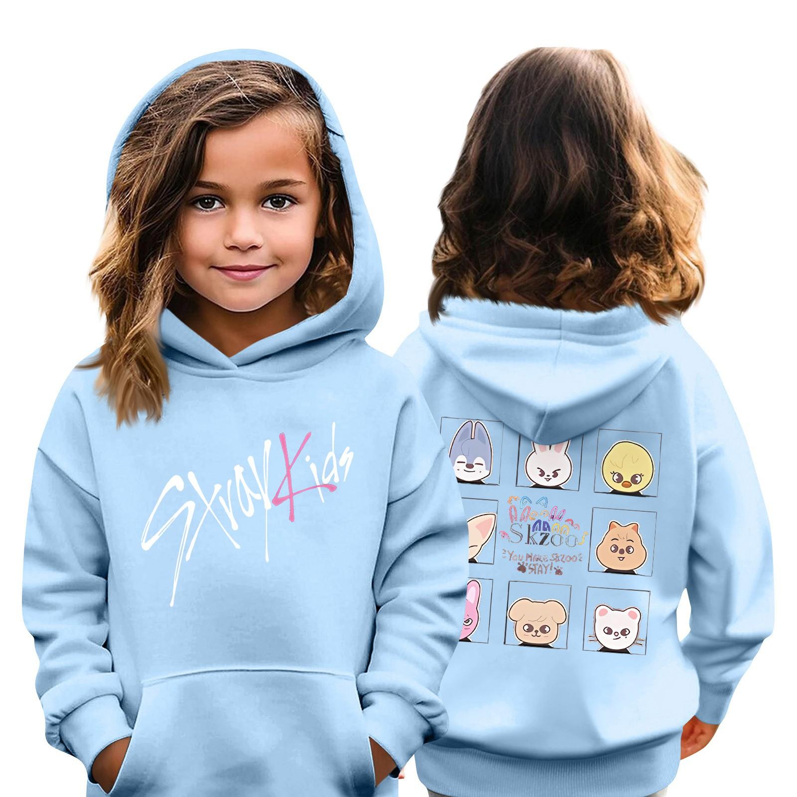 Kindermode Casual Top Stray Kids Korean Combo Printed Pullover Sweatshirt 160 himmelblaue
