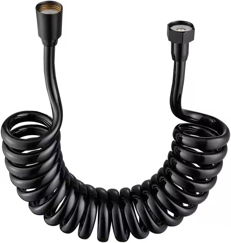 1,5M/2M/3M/5M Feder Flexibler Einziehbarer Schlauch für Duschkopf Toilette Bidet Wasserrohr Sanitär Spirale Flexibler Duschschlauch 300cm schwarz