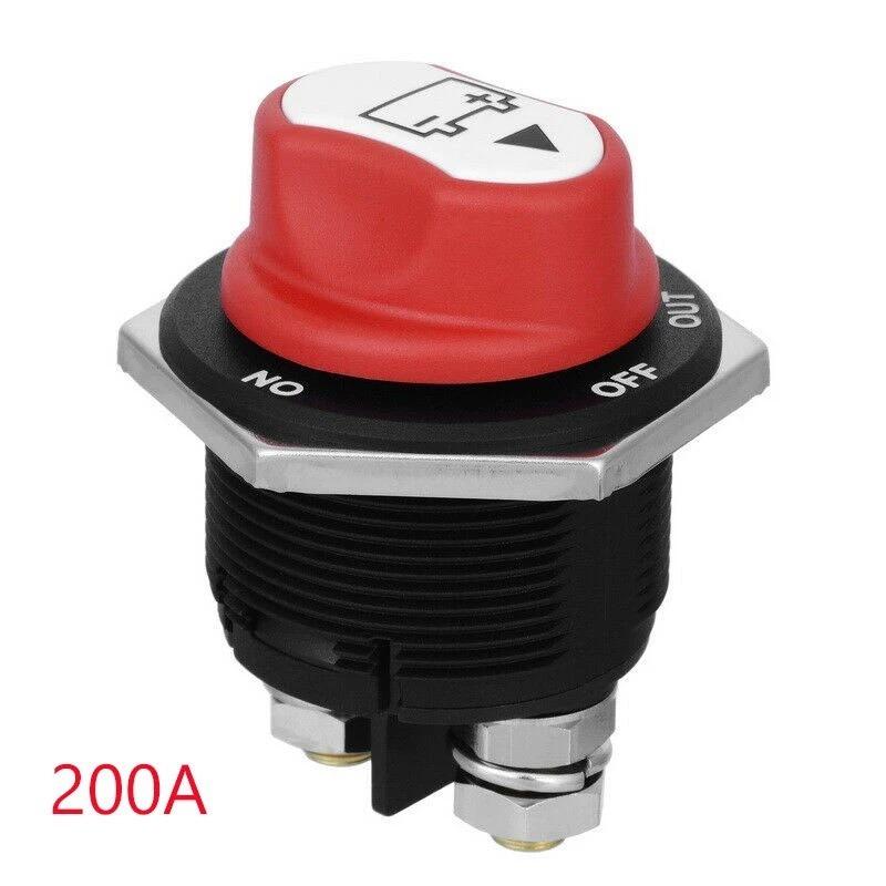 Batterieschalter Autobatterie Trennschalter Hauptschalter 12V/24V 200A, 50A, 100A Ein-Ausschalter Wasserdichter Netzschalter Isolatorschalter für Motorrad Boot Auto 4.5*4.5*6.06cm,200ADetach rot/schwarz