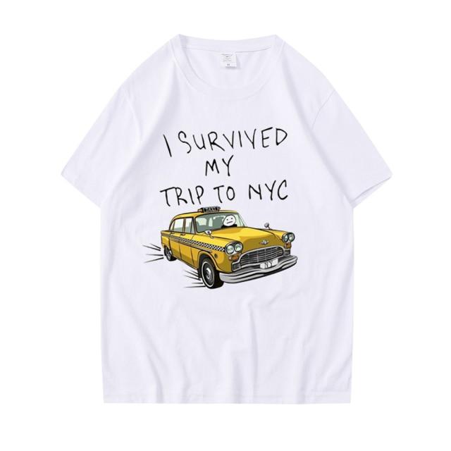 Tom Holland Same Style Tees I Survived My Trip To NYC Print T-Shirt Sommer Casual Streetwear Männer Frauen Unisex Mode T-Shirt Top M weiß