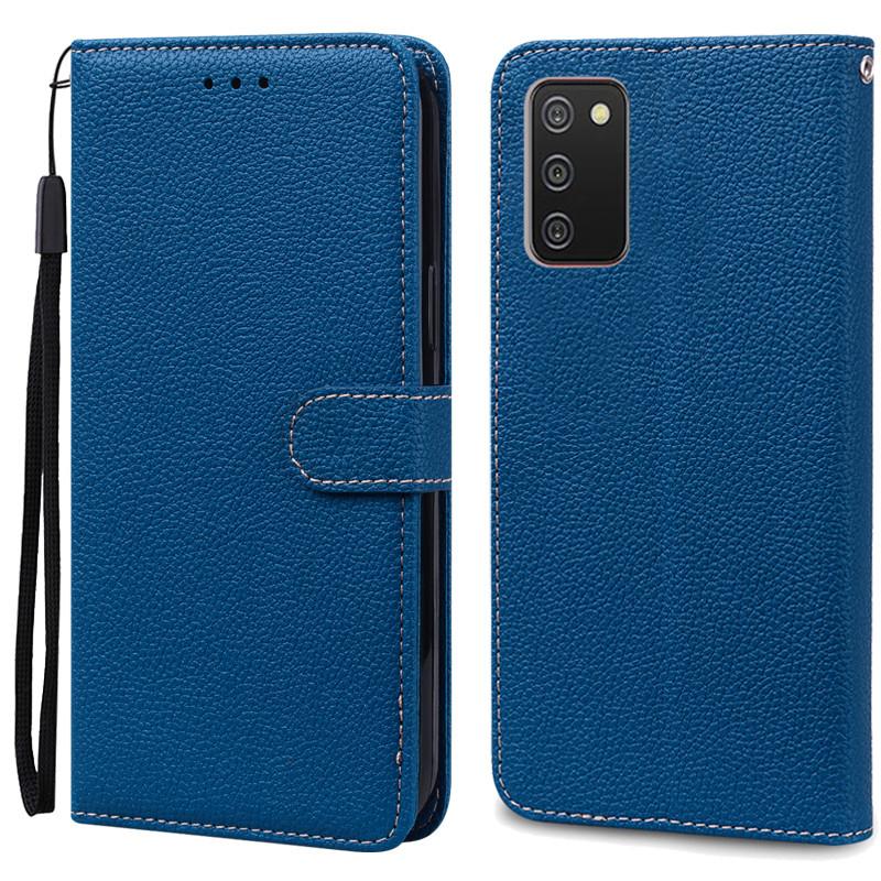 A02S Hülle Für Samsung Galaxy A02s Hülle Leder Brieftasche Flip Hülle Für Coque Samsung Galaxy A02S A 02s A025F Hülle Weiche Fundas Etui For Samsung A02S navy blau