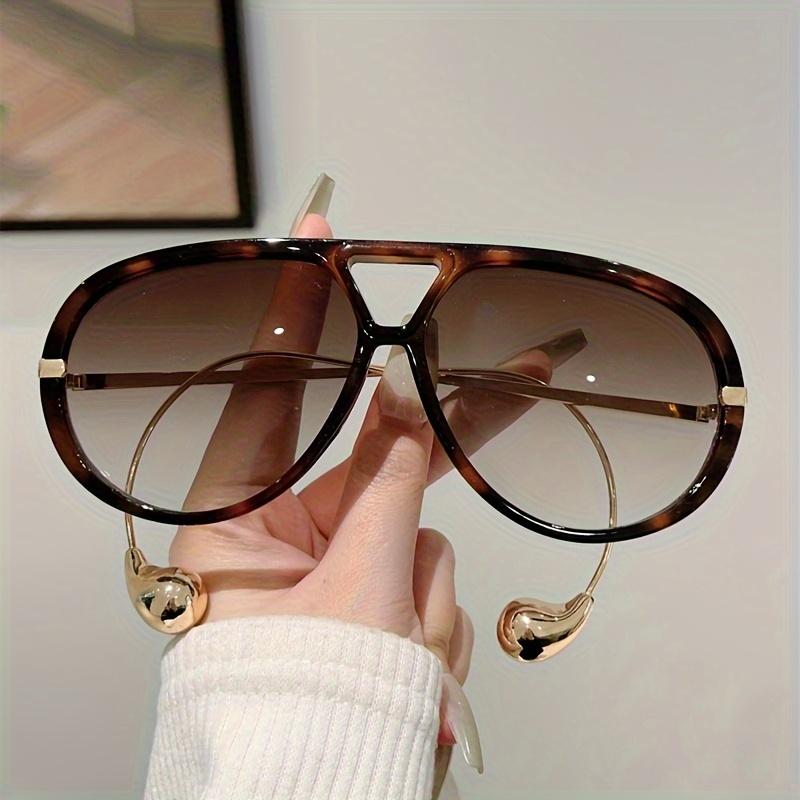 1 Stück Damen Übergroße Retro-Brille mit Farbverlaufsgläsern & Metallbügeln - Modische Dekorative Brille für Damen Vielseitig für Freizeit- & formelle Outfits