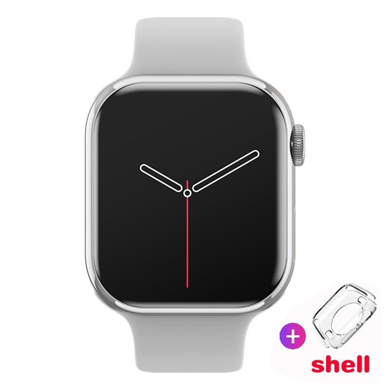 Smart Watch Damen Ultra Series 9 NFC Smartwatch Herren BT Call Wasserdicht Kabelloses Laden 2,05 Zoll Bildschirm für Watch 9 silicone strap silber