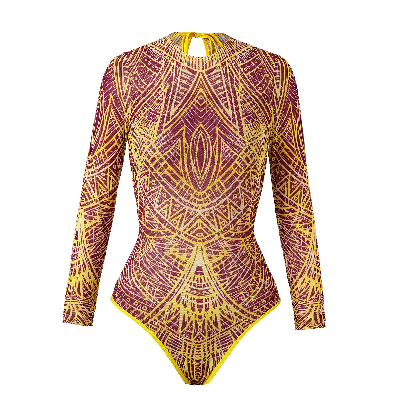 Intelligenter Sonnenschutz-Badeanzug für Damen Langarm Mesh Einteiliger Badeanzug Set Grenzüberschreitende Bademode für Sommer-Strandaktivitäten XXL