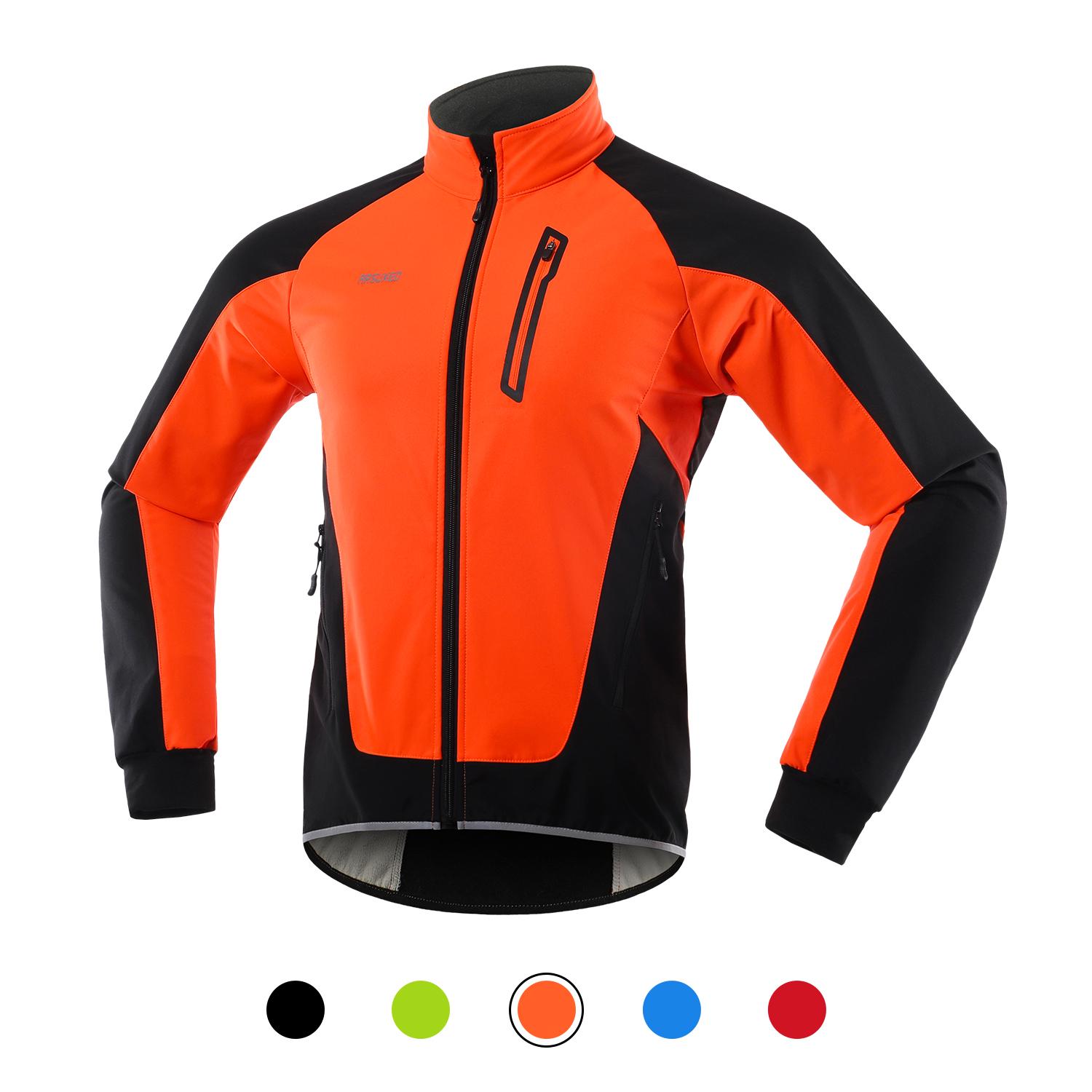 Herren Fahrradjacke, wasserdicht, winddicht, Thermo-Fleece, Fahrradtrikot, MTB, Fahrrad, Reiten, Laufen XXL orange
