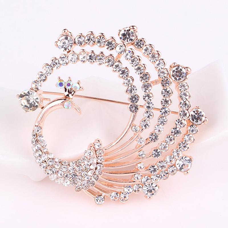 1PC Pfau Tier Corsage Bankett Dekoration Frauen Schal Brosche Pin Schmuck silber