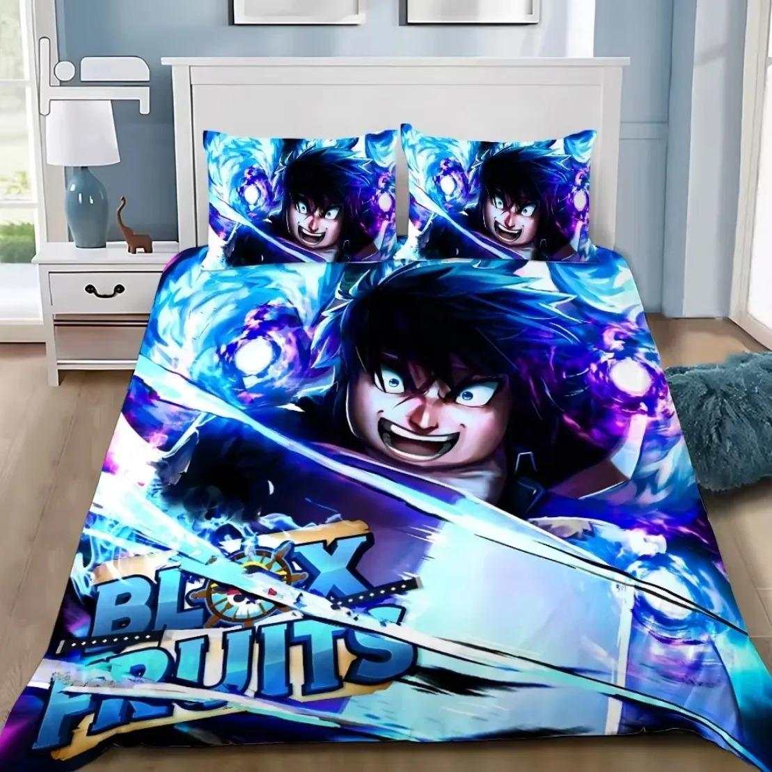 3D Spiel Bettwäscheset B-Blox F-Früchte Cartoon Bettbezugset Weich Hautfreundlich Einzel Doppel King Size Für Kinder Heimtextilien Eu Sk 260x220cm