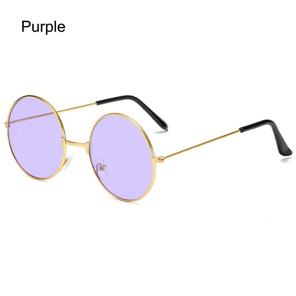 Retro Hippie Disco Damen Herren Runde Sonnenbrille Kreis Brille Metall Sonnenbrille Brillen violett