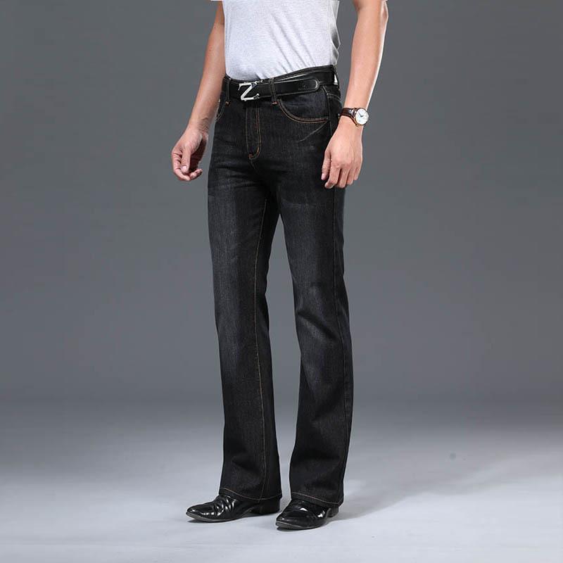 Jeans Herren, ausgestellte Jeans für Herren, Boot-Cut-Bein, ausgestellte lockere Passform, hohe Taille, männliche Designer-Klassiker-Denim-Jeans 34 schwarz